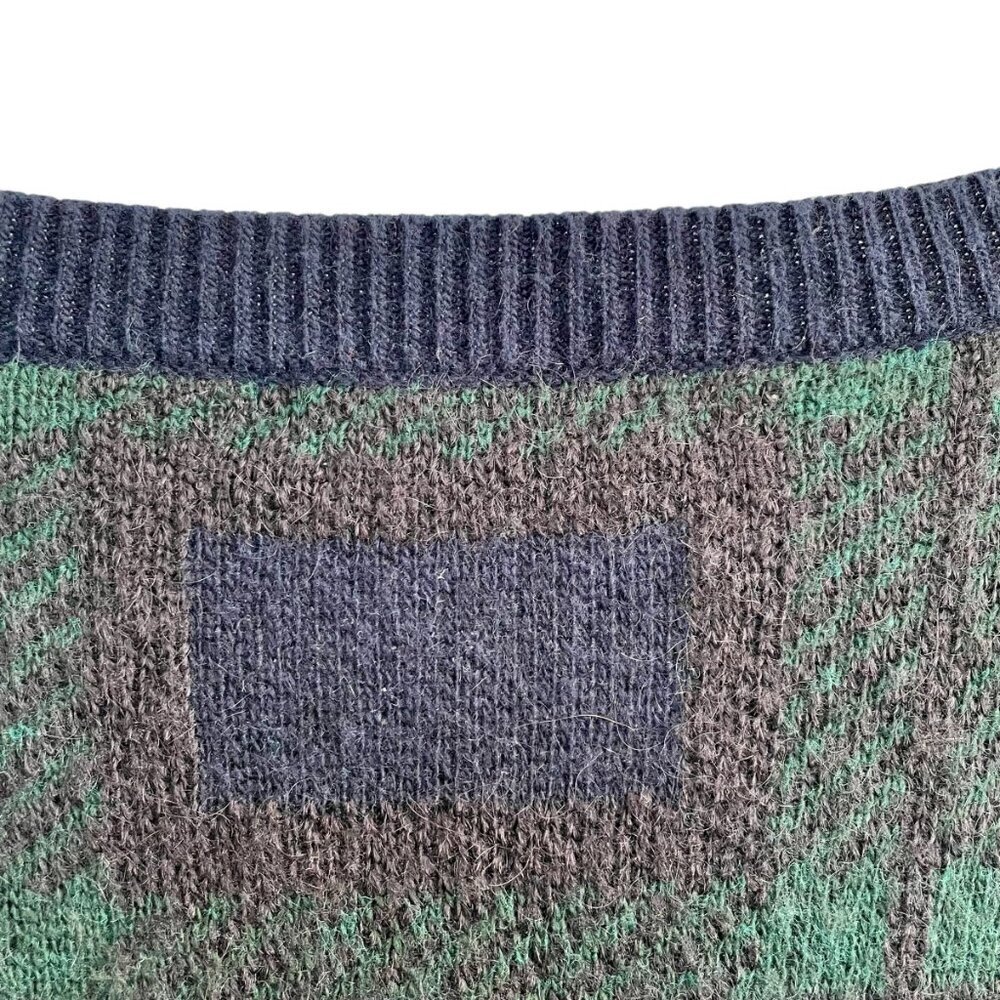 Madewell Mohair Alpaca Wool Blend Tartan Plaid Sweater Green Navy Small - Picture 5 of 12